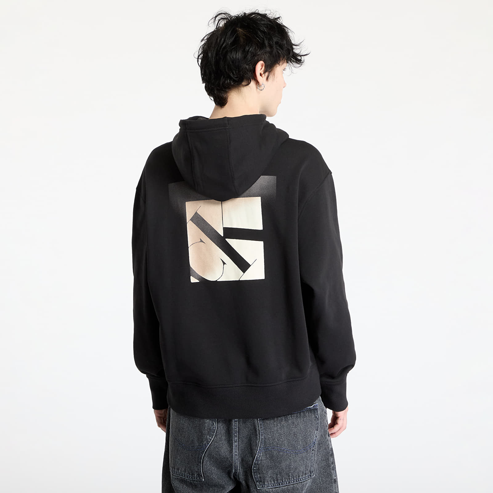 Мъжки потници Calvin Klein Jeans Soft Layered Monogram Hoodie Black