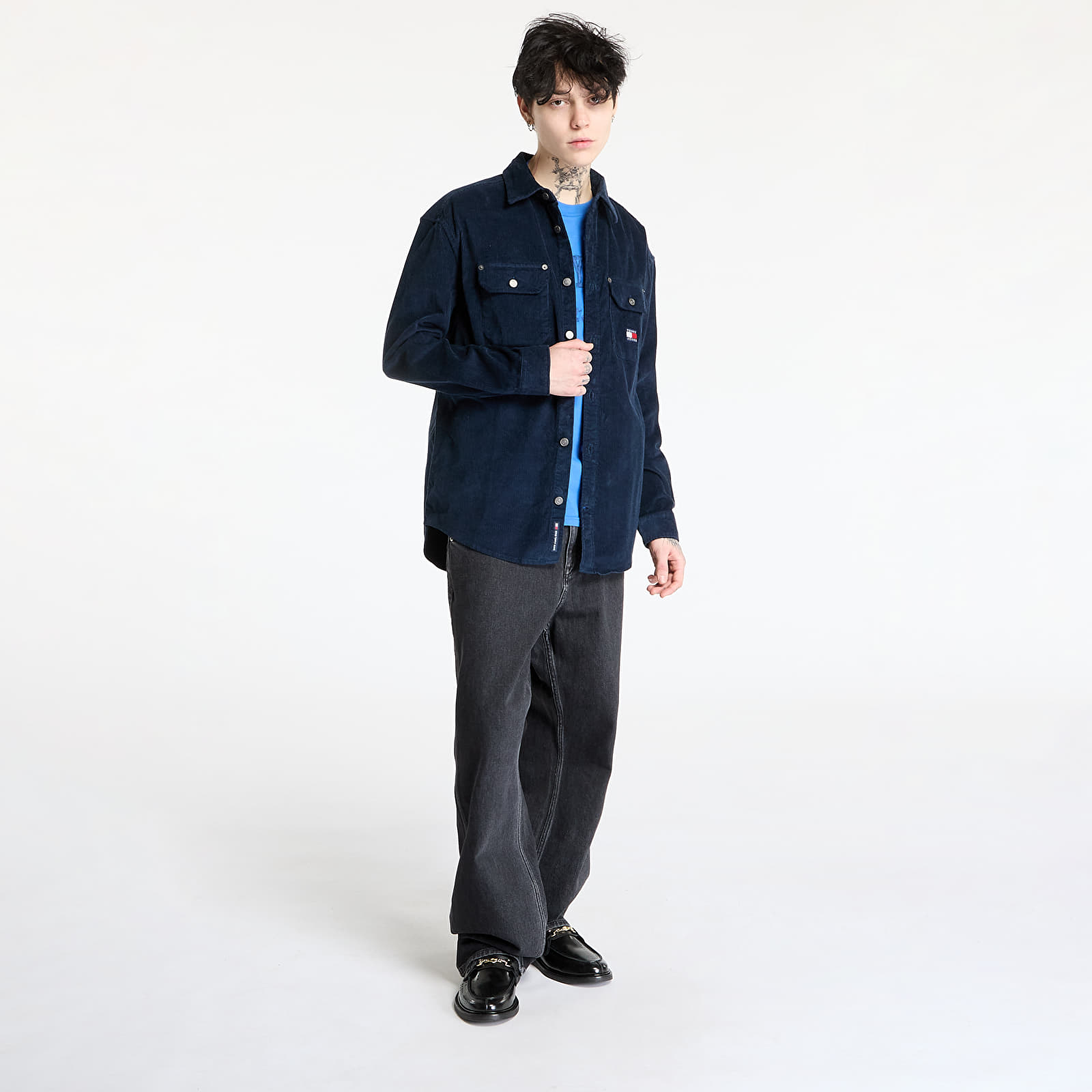 Moške srajce Tommy Jeans Relaxed Cord Shirt Dark Night Navy