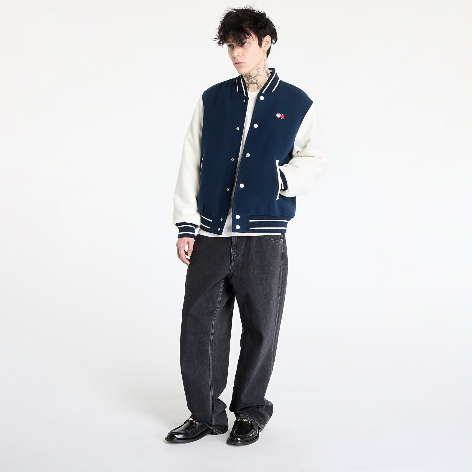Moške bomberje Tommy Jeans Wool Blend Varsity Jacket Blue