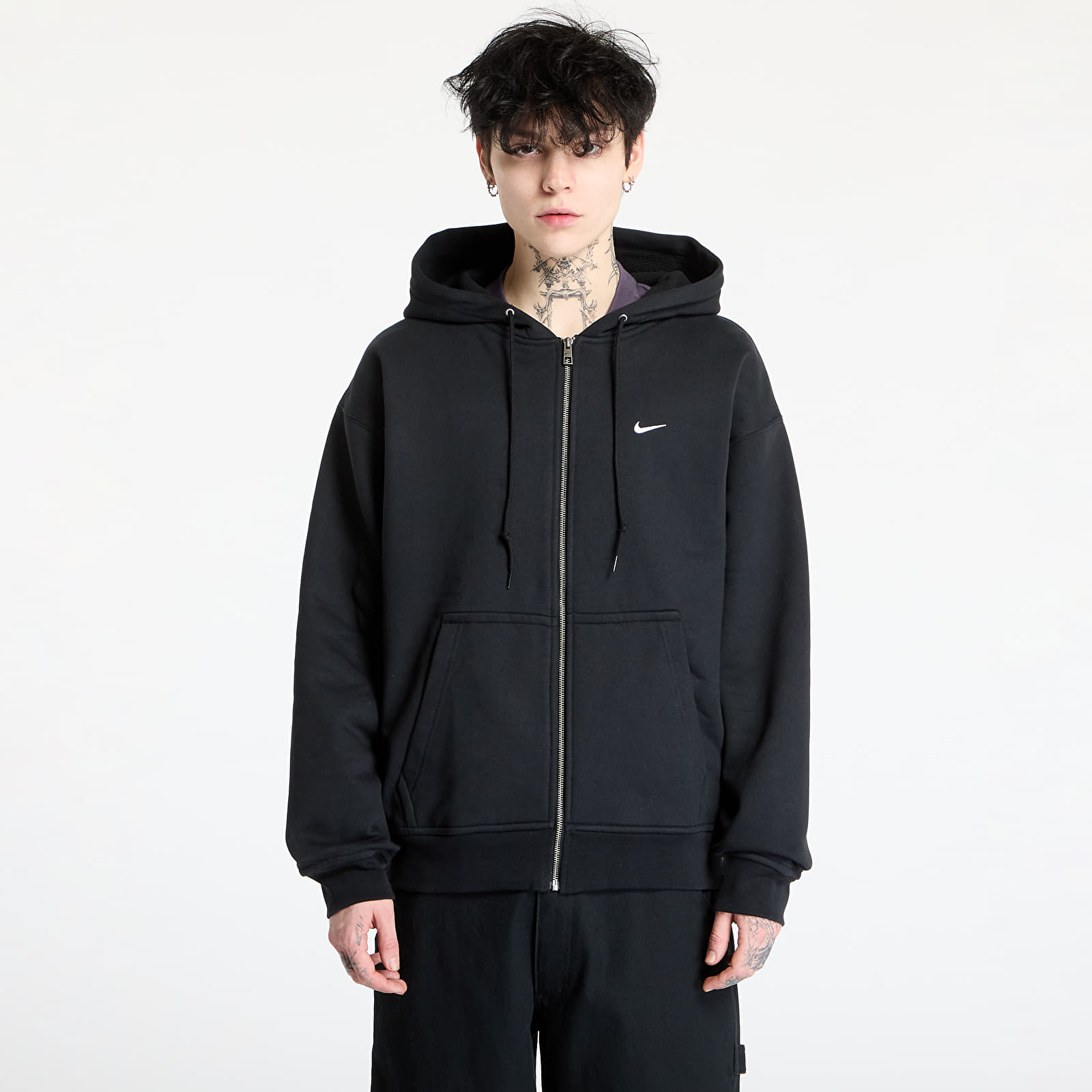 Bluzy męskie Nike Solo Swoosh Men's Thermal Full-Zip Hoodie Black/ White