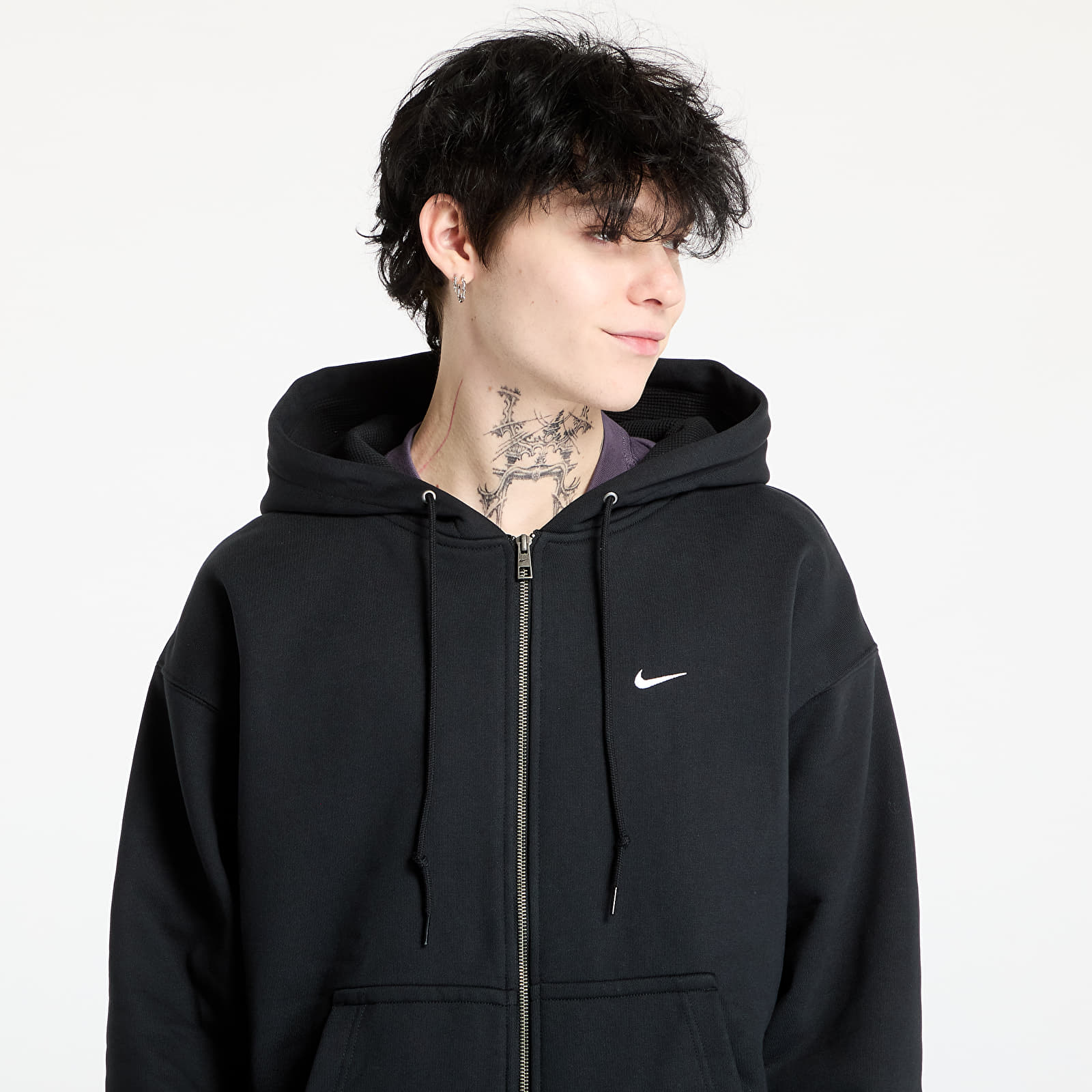 Bluzy męskie Nike Solo Swoosh Men's Thermal Full-Zip Hoodie Black/ White