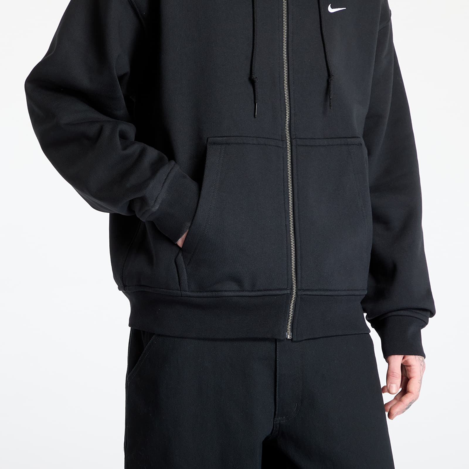 Bluzy męskie Nike Solo Swoosh Men's Thermal Full-Zip Hoodie Black/ White