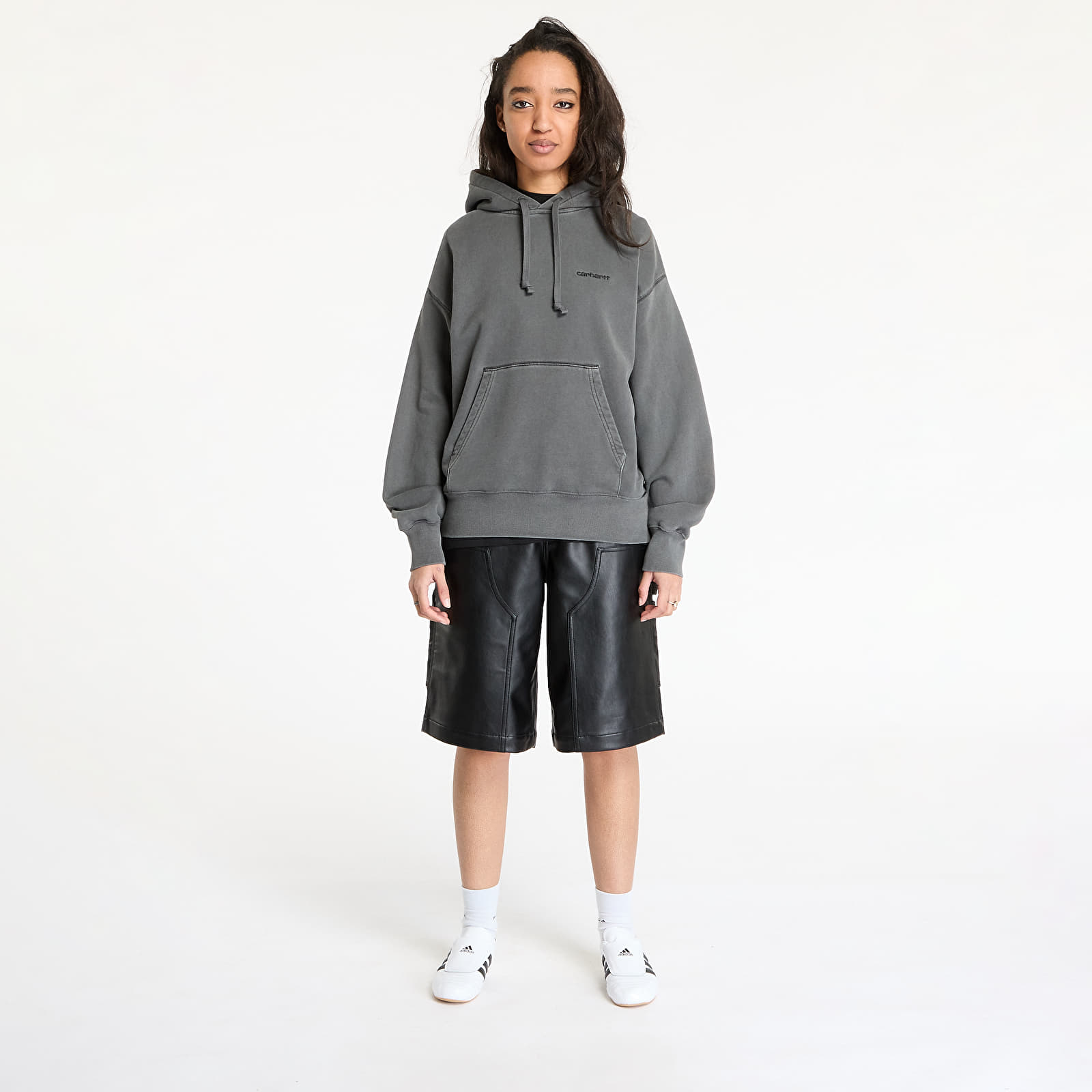Sudaderas de mujer Carhartt WIP W' Hooded Lumo Sweat Black Garment Dyed