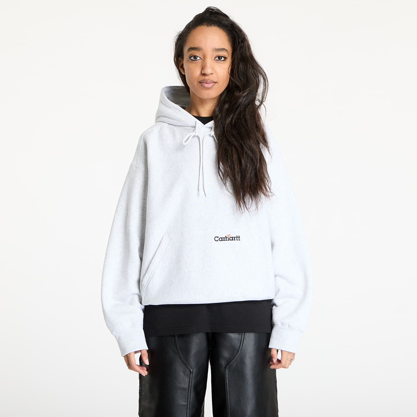 Camisolas de homem Carhartt WIP Hooded Label Script Sweat UNISEX Ash Heather