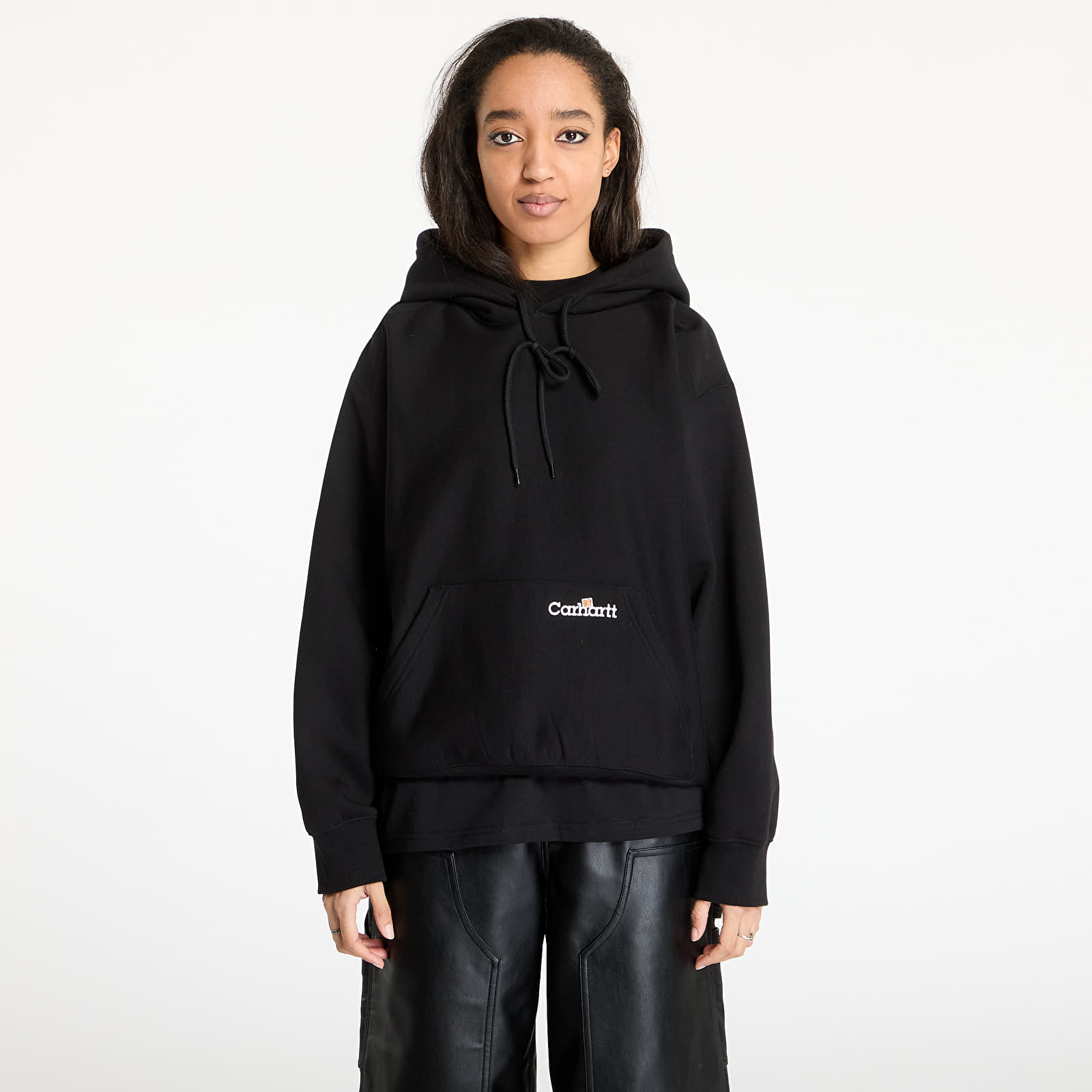 Gensere for menn Carhartt WIP Hooded Label Script Sweat UNISEX Black