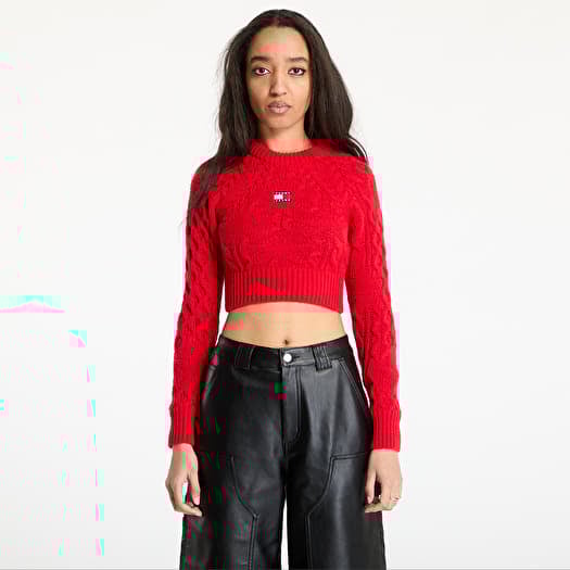 Tommy Jeans Badge Star Cable Sweater Red