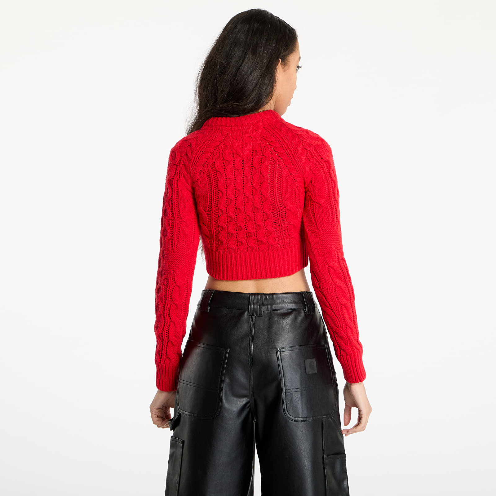 Ženski džemperi Tommy Jeans Badge Star Cable Sweater Red