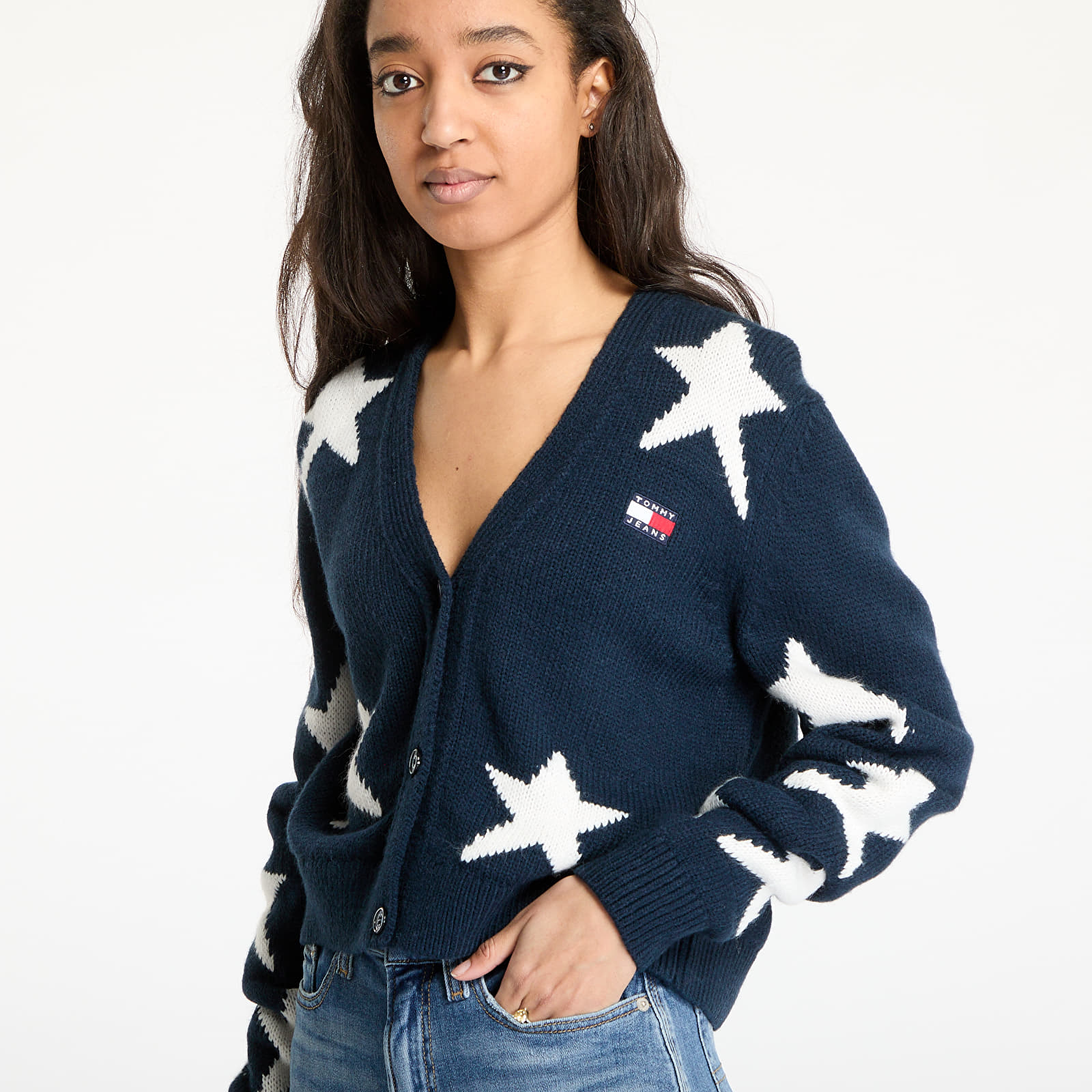 Jerséis de mujer Tommy Jeans Star Cardigan Blue
