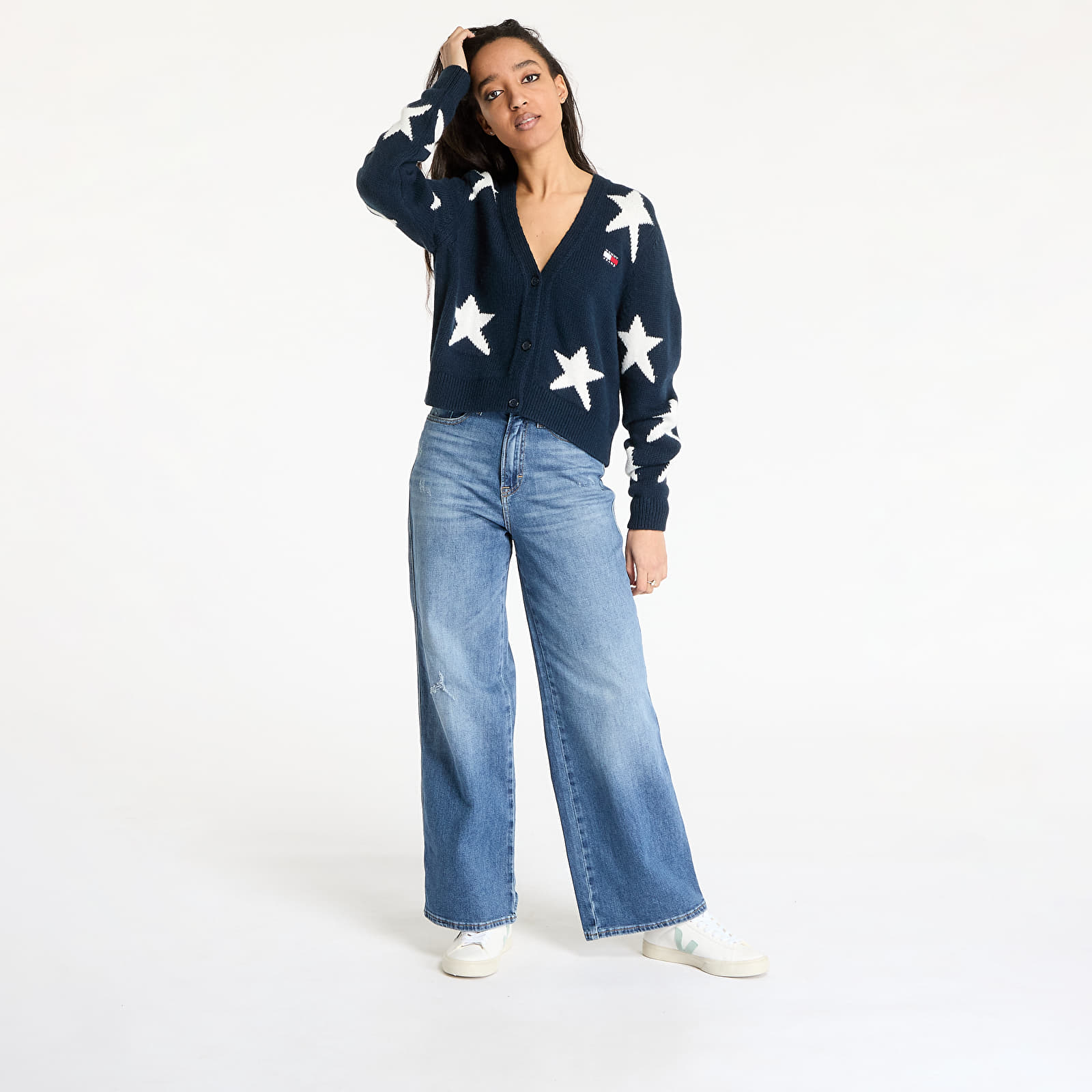 Jerséis de mujer Tommy Jeans Star Cardigan Blue