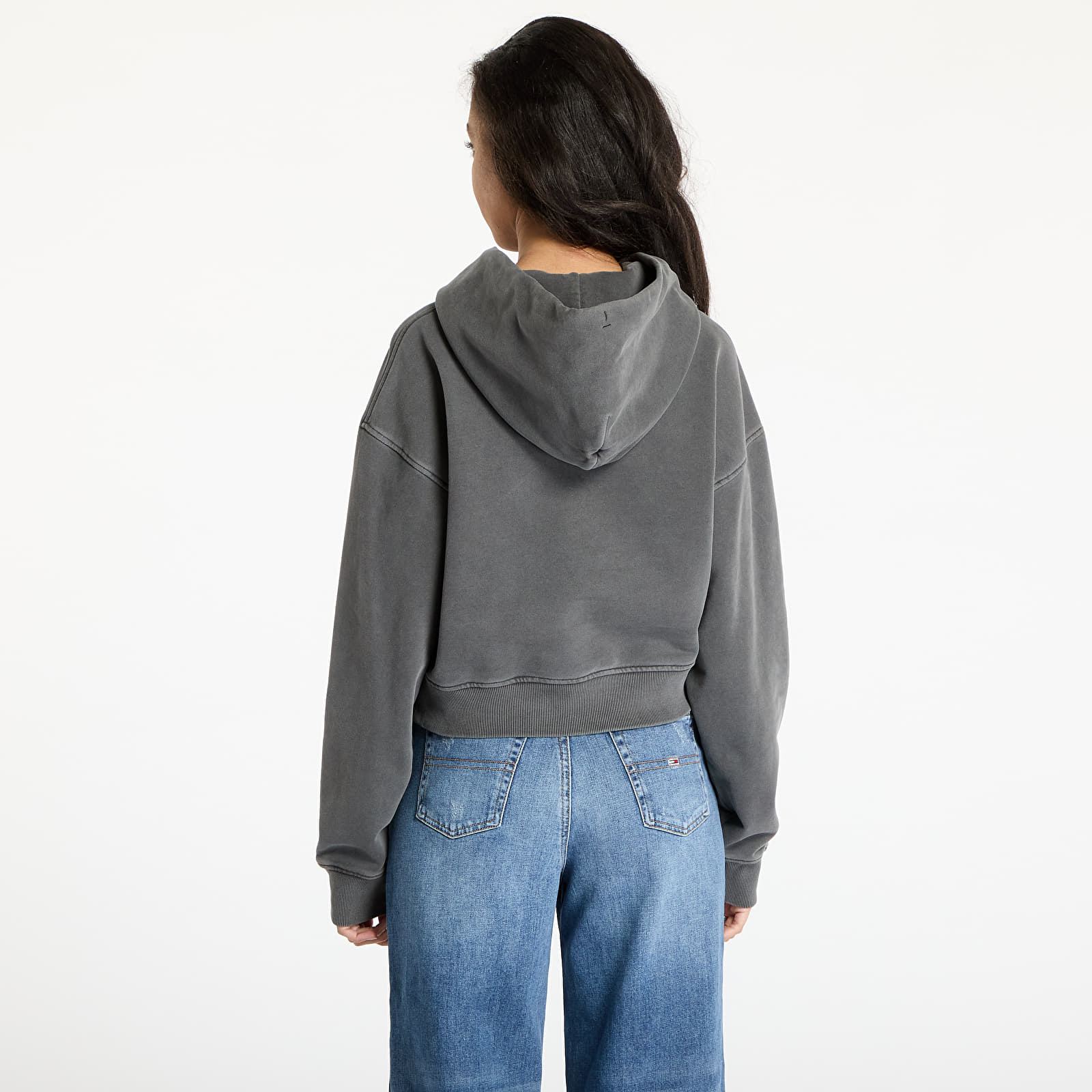 Women's Sweatshirts Tommy Jeans Boxy Crop Varsity Hoodie Black