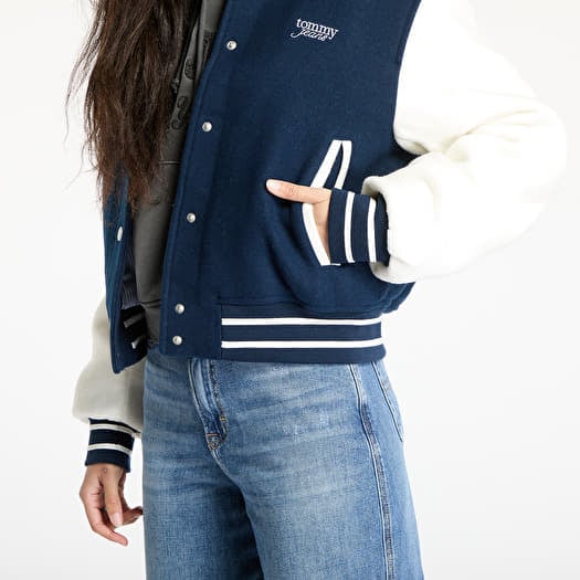 Bomber donna Tommy Jeans Wool Varsity Bomber Jacket Blue Queens