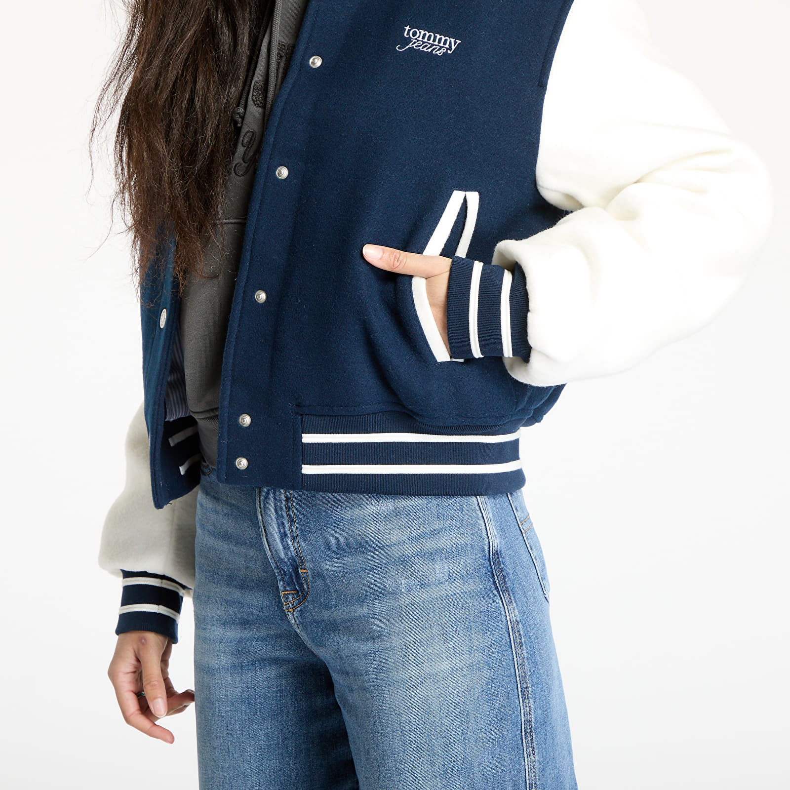 Naiste pommirõivad Tommy Jeans Wool Varsity Bomber Jacket Blue