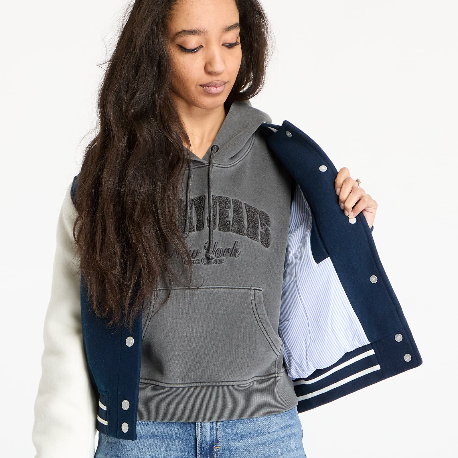 Naiste pommirõivad Tommy Jeans Wool Varsity Bomber Jacket Blue