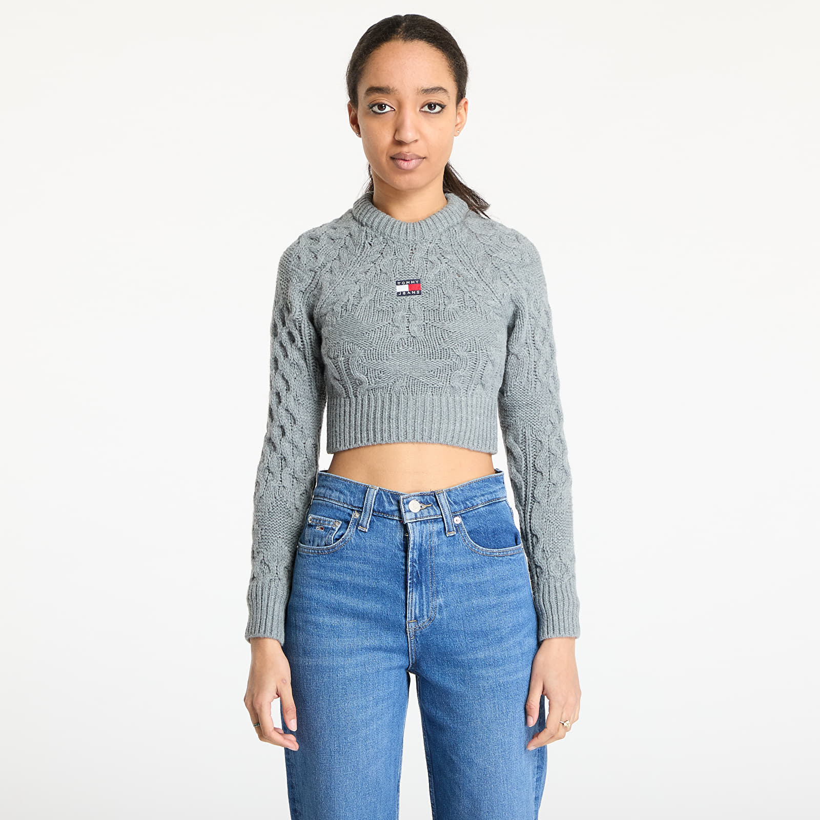 Women's Sweaters Tommy Jeans Badge Star Cable Sweater Gray
