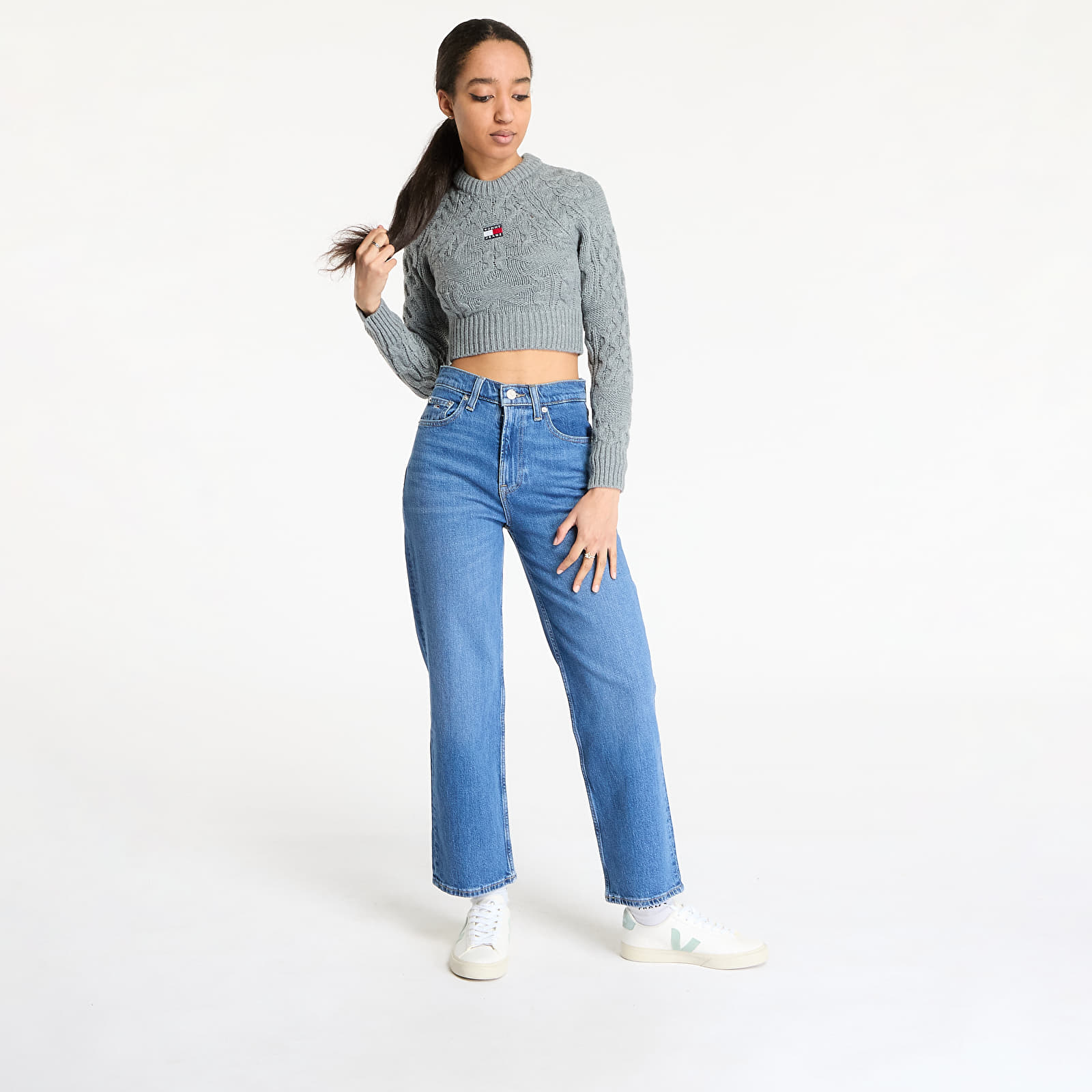 Women's Sweaters Tommy Jeans Badge Star Cable Sweater Gray