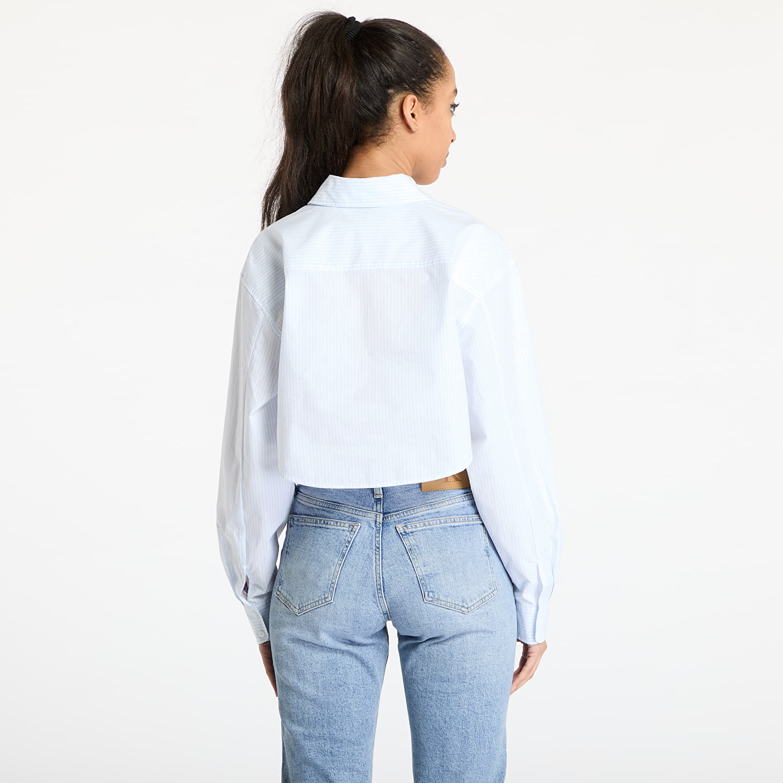 Women's Shirts Calvin Klein Jeans Woven Label Cropped Shirt Blue