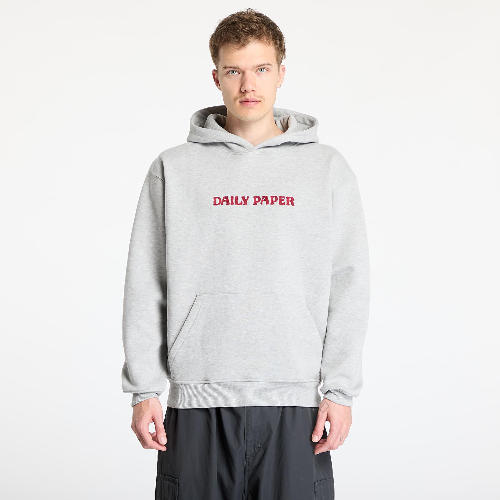 Muške majice Daily Paper Chain Stitch Oversized Hoodie Grey