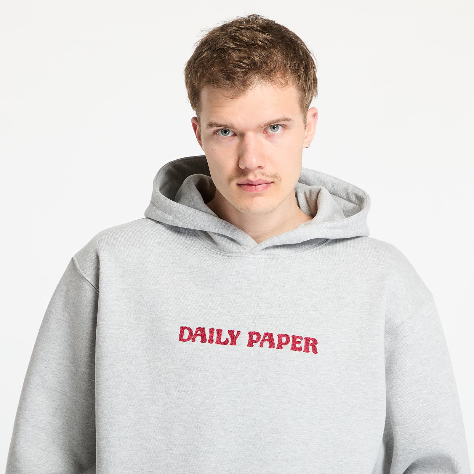 Muške majice Daily Paper Chain Stitch Oversized Hoodie Grey
