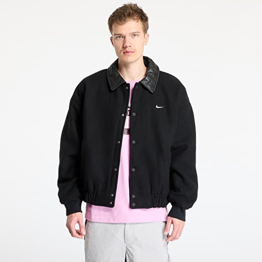 Nike Solo Swoosh Men's Wool Varsity Jacket Black/ Black/ Black/ White