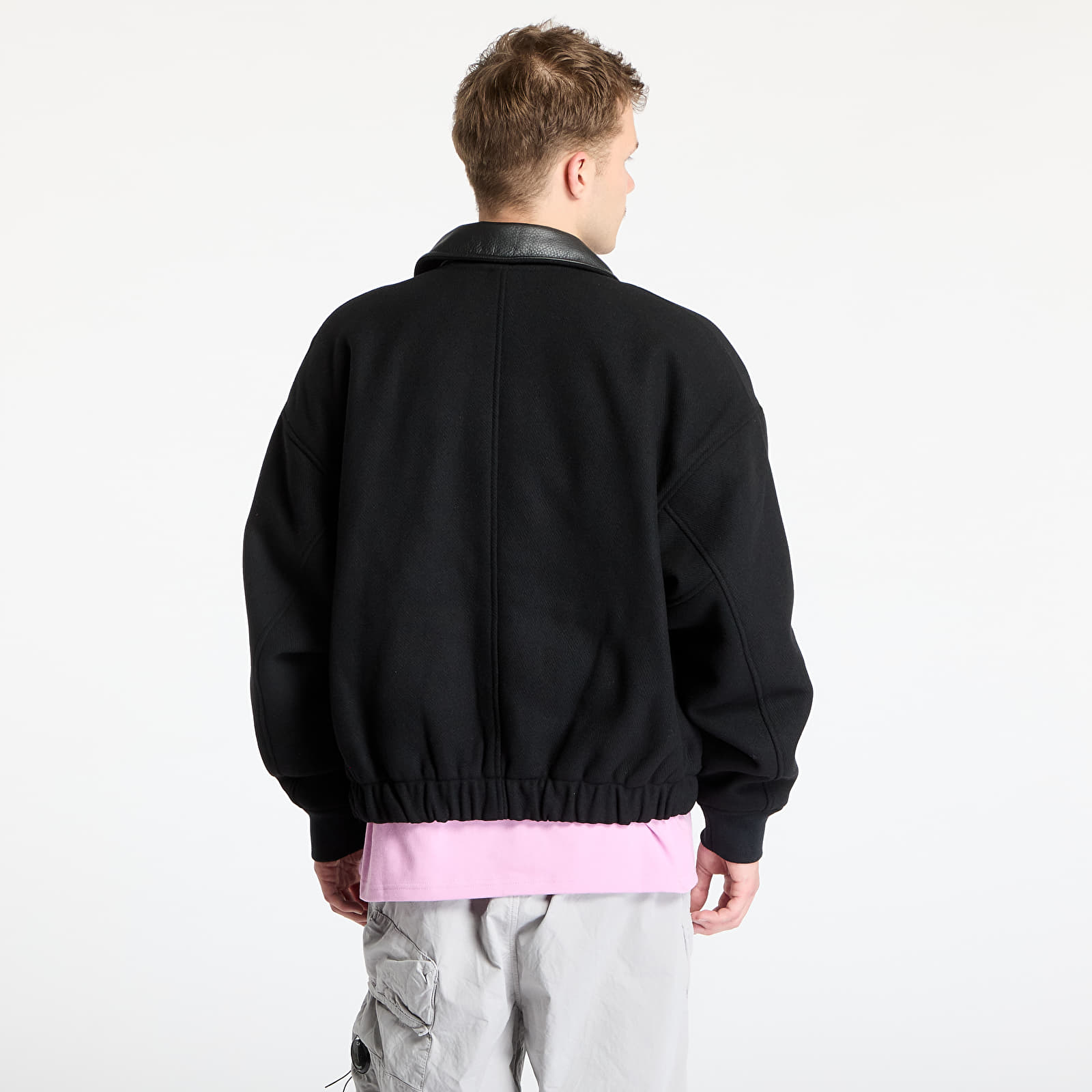 Herenjassen Nike Solo Swoosh Men's Wool Varsity Jacket Black/ Black/ Black/ White