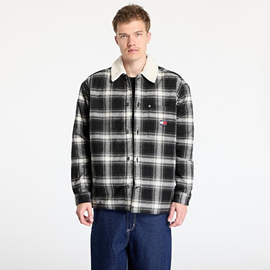 Tommy Jeans Check Teddy Mix Overshirt Black