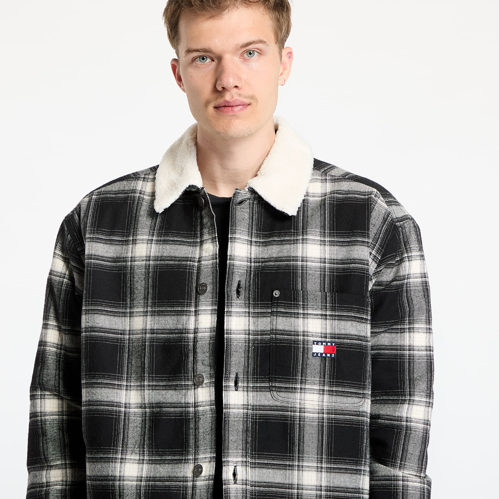 Koszule męskie Tommy Jeans Check Teddy Mix Overshirt Black