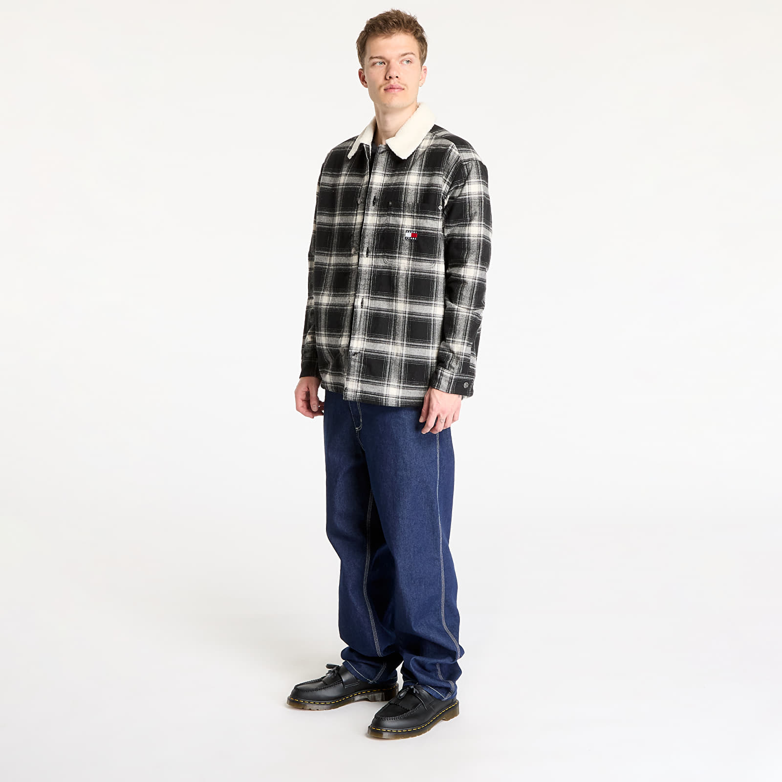 Koszule męskie Tommy Jeans Check Teddy Mix Overshirt Black
