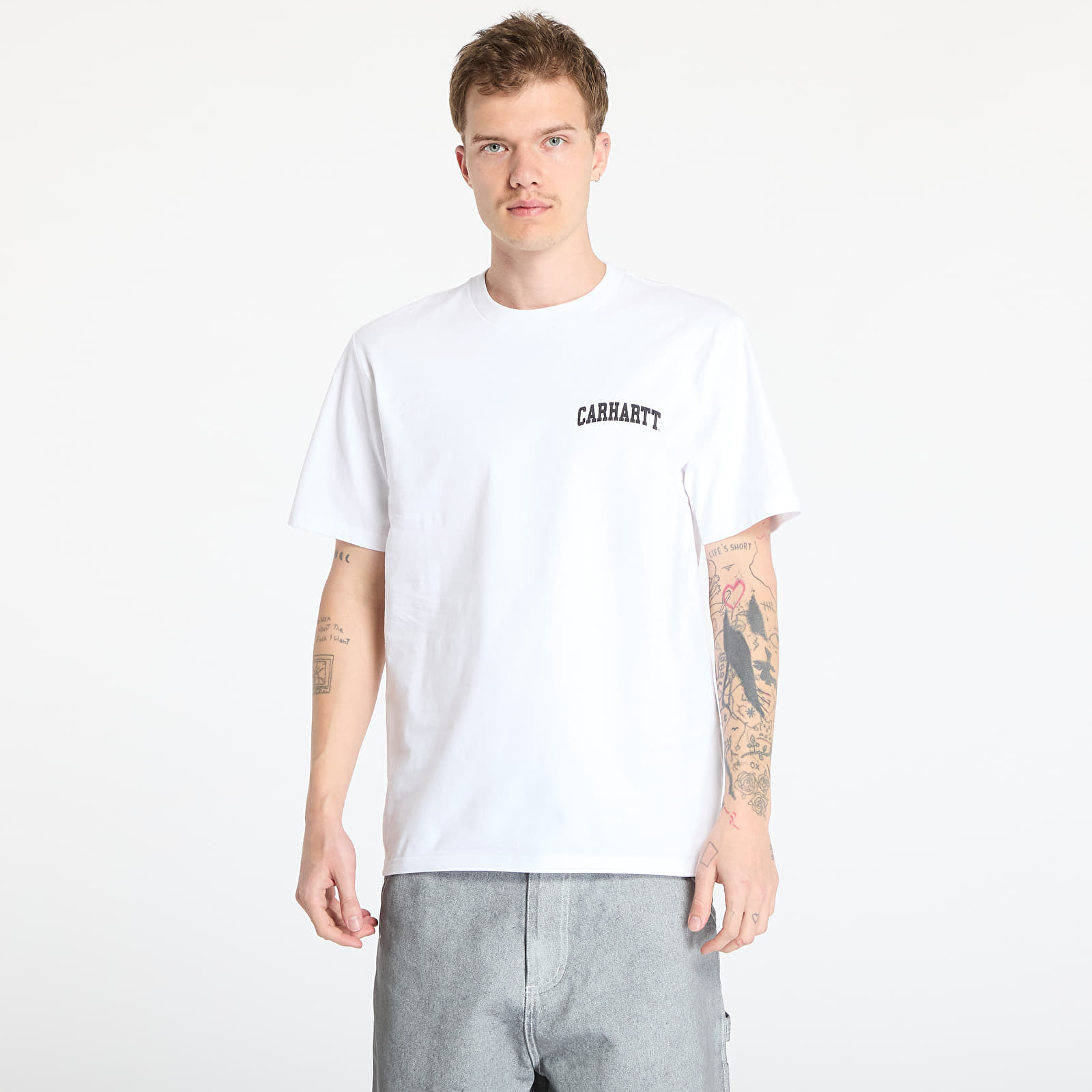 T-särgid Carhartt WIP S/S University Script T-Shirt UNISEX White/ Black