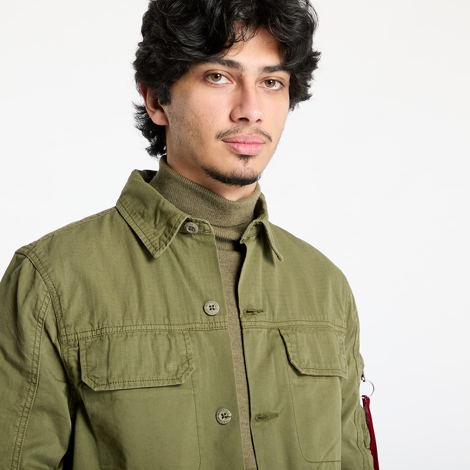 Hemden Alpha Industries Inc. Color Block Overshirt Dark Olive