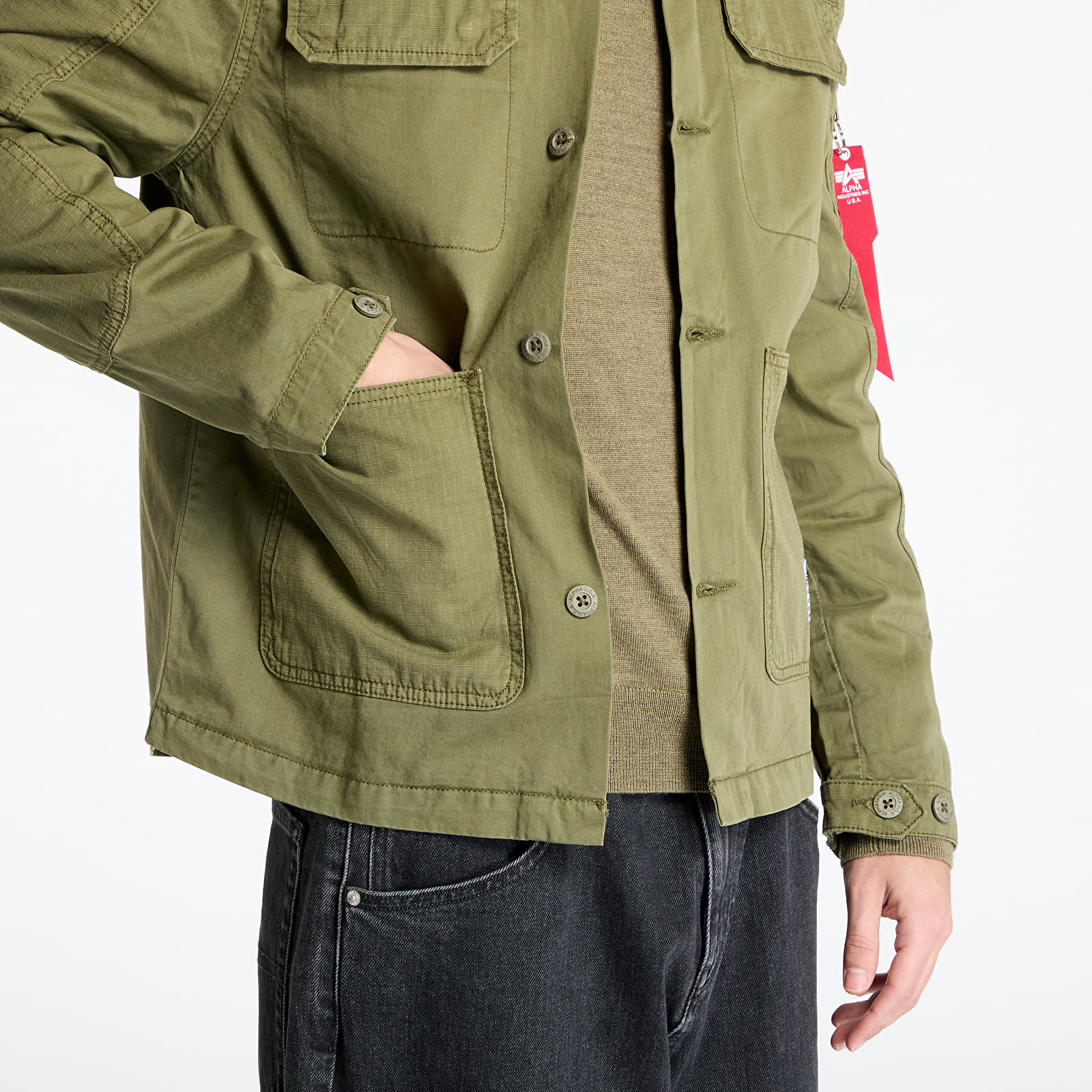 Hemden Alpha Industries Inc. Color Block Overshirt Dark Olive