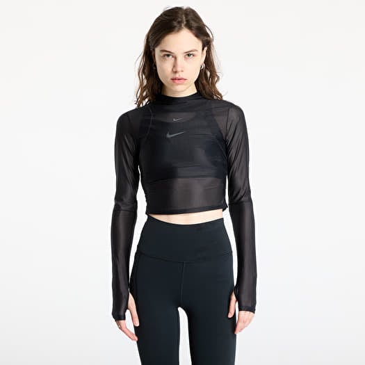 Nike Zenvy Women's Dri-FIT Long-Sleeve Sheer Top Black/ Pcg6C