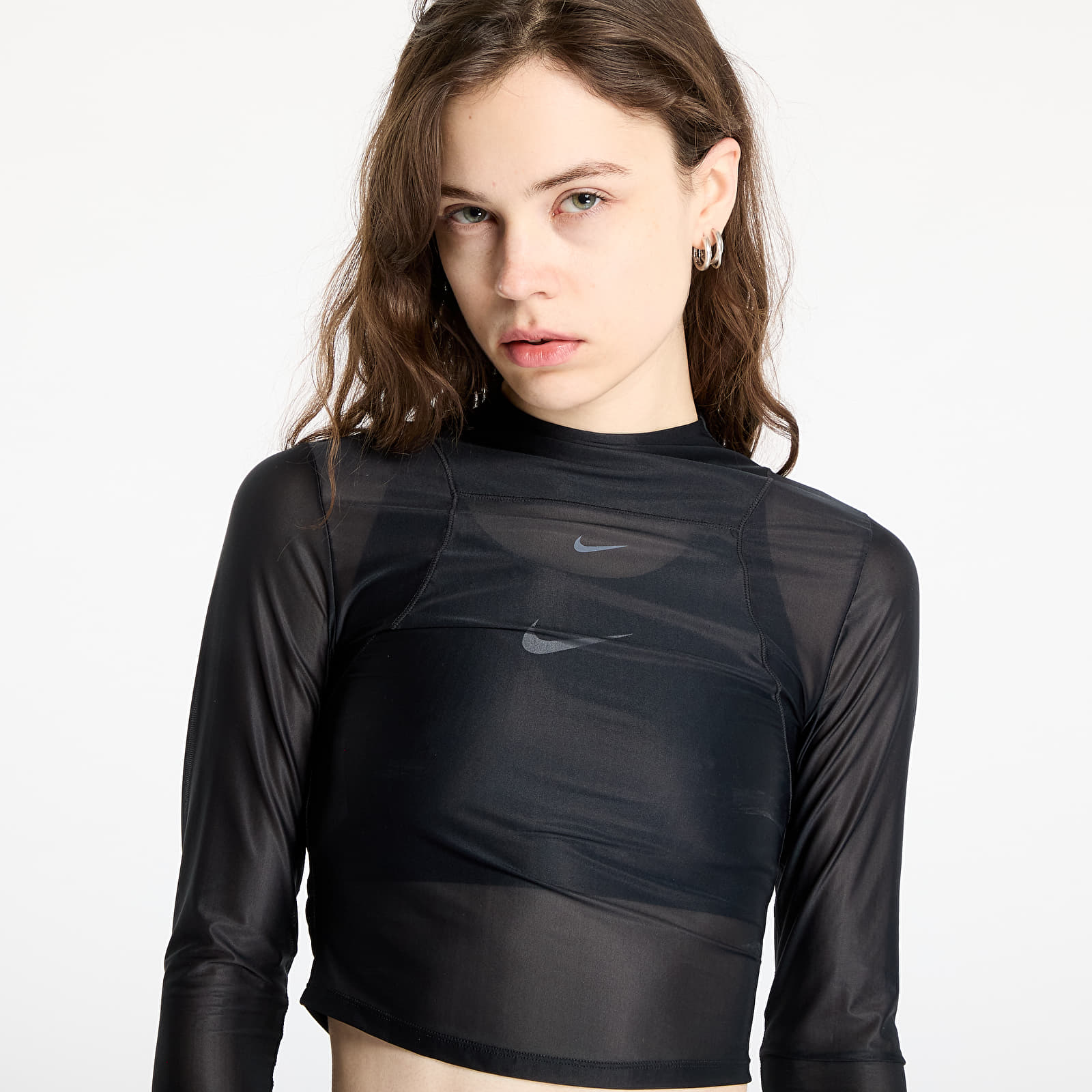 T-Shirts Frau Nike Zenvy Women's Dri-FIT Long-Sleeve Sheer Top Black/ Pcg6C
