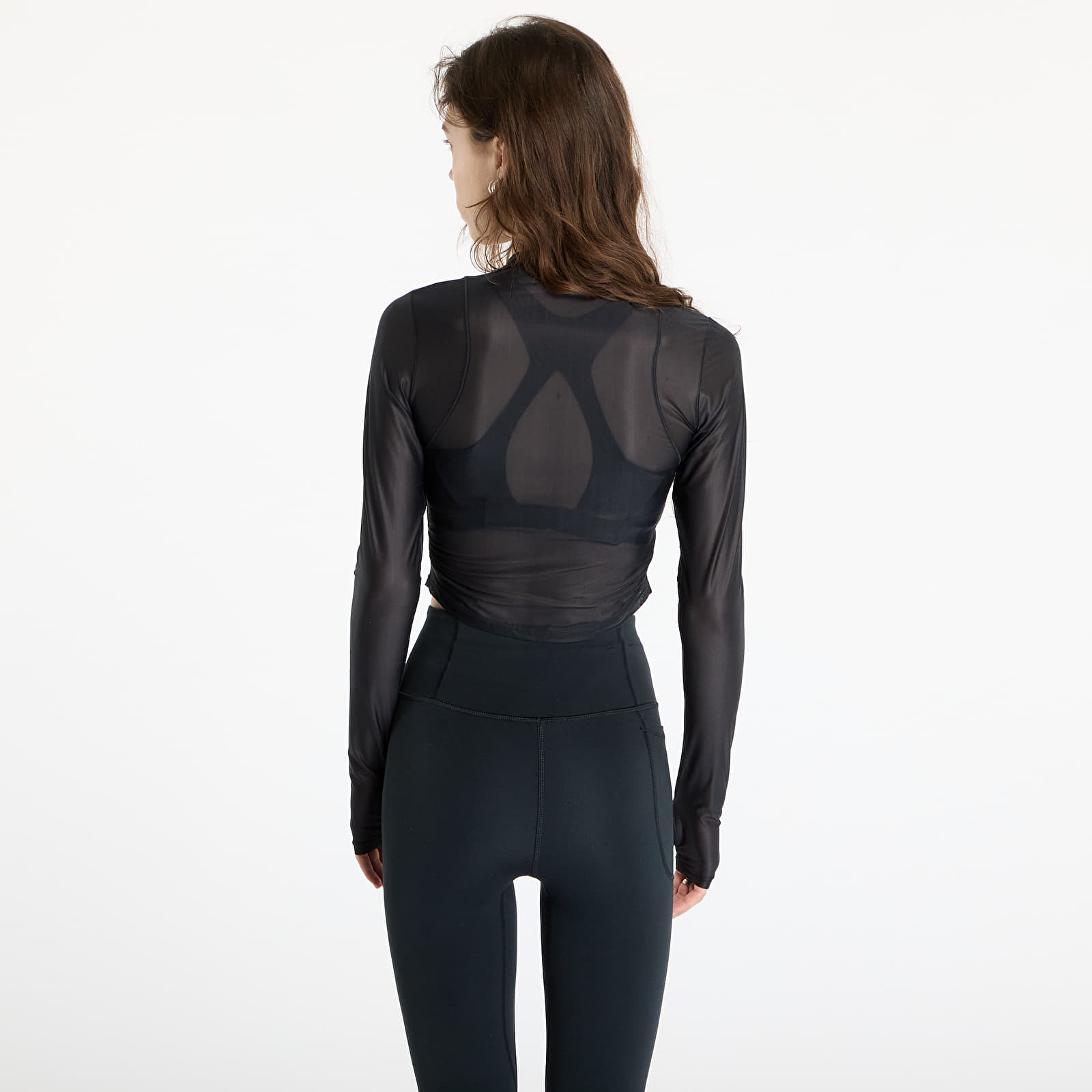 T-Shirts Frau Nike Zenvy Women's Dri-FIT Long-Sleeve Sheer Top Black/ Pcg6C