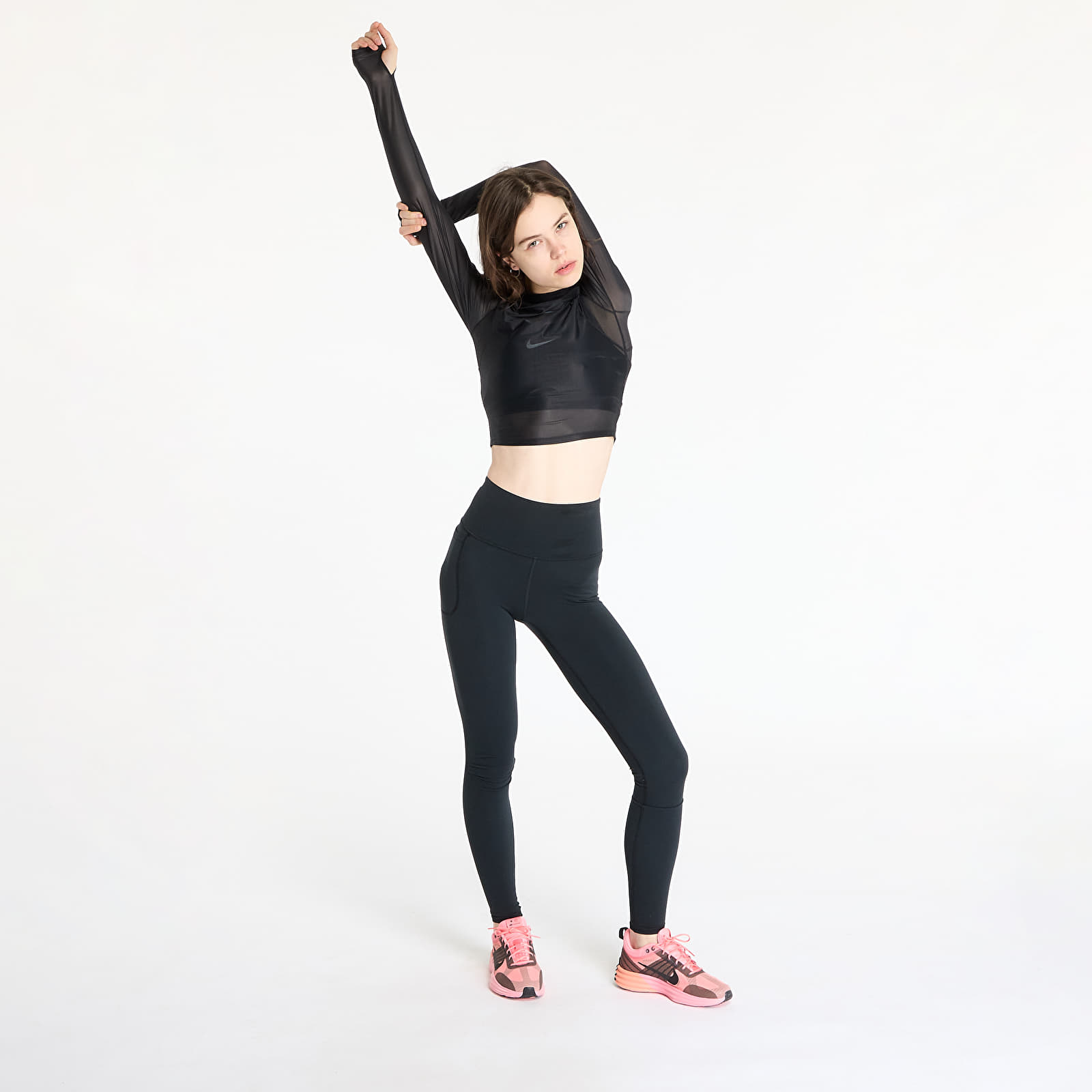 T-Shirts Frau Nike Zenvy Women's Dri-FIT Long-Sleeve Sheer Top Black/ Pcg6C