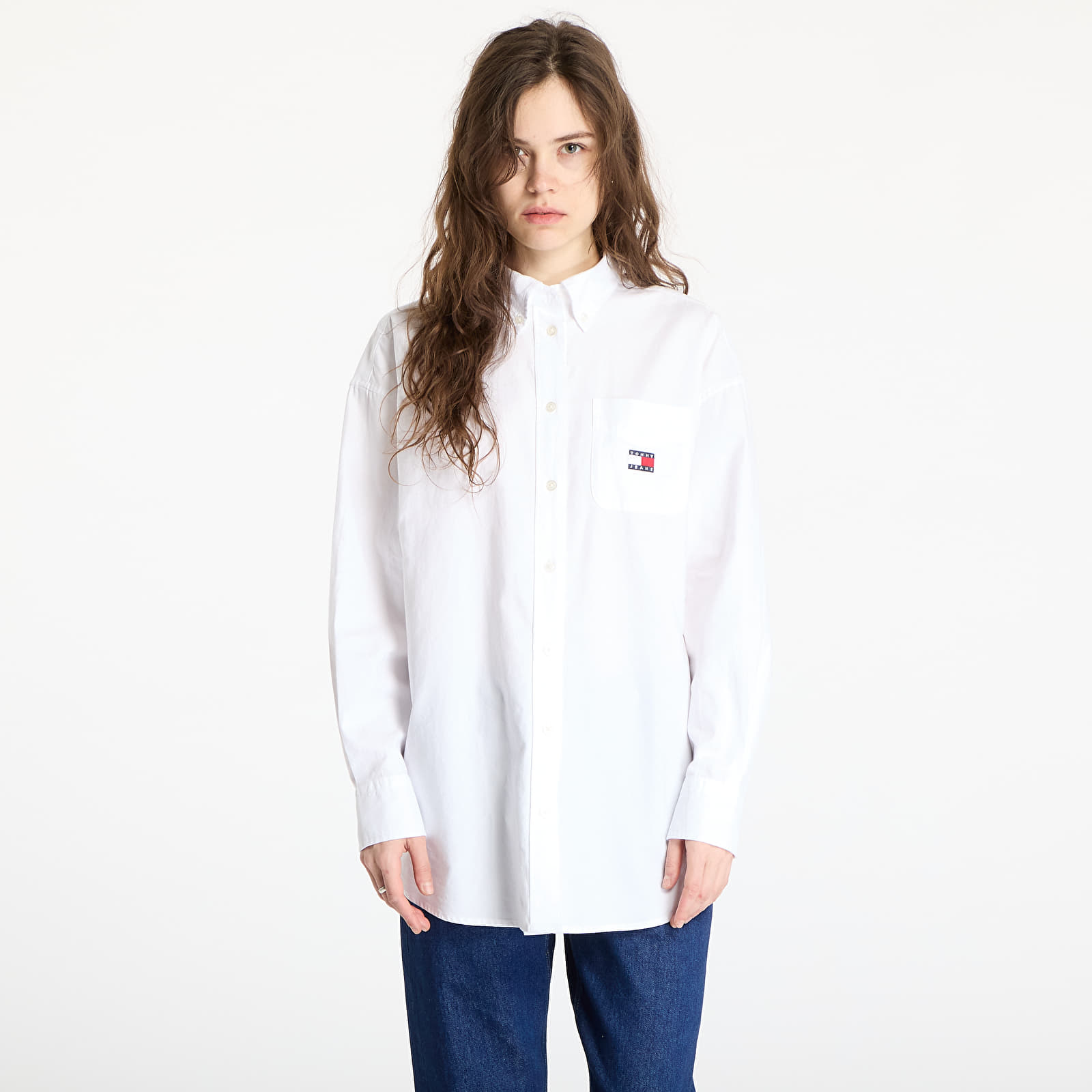 Women's Shirts Tommy Jeans Oversized Badge Oxford Shirt White