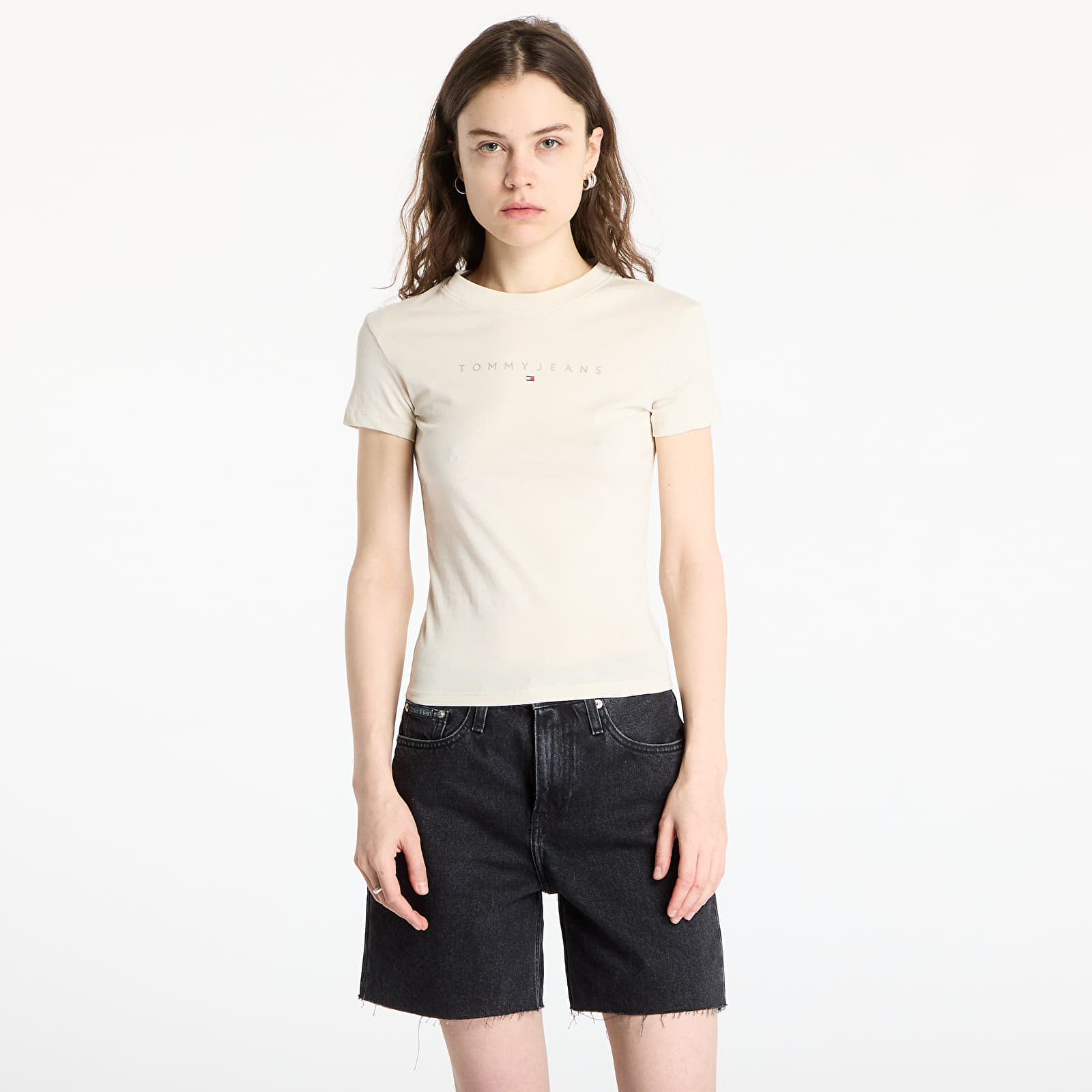 Women's T-shirts Tommy Jeans Slim Tonal Linear Tee Beige