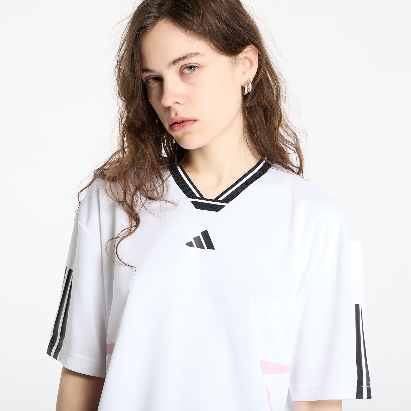 T-Shirts adidas Tiro Cut 3 Stripes Color Block Boyfriend T-Shirt White/ Black/ True Pink