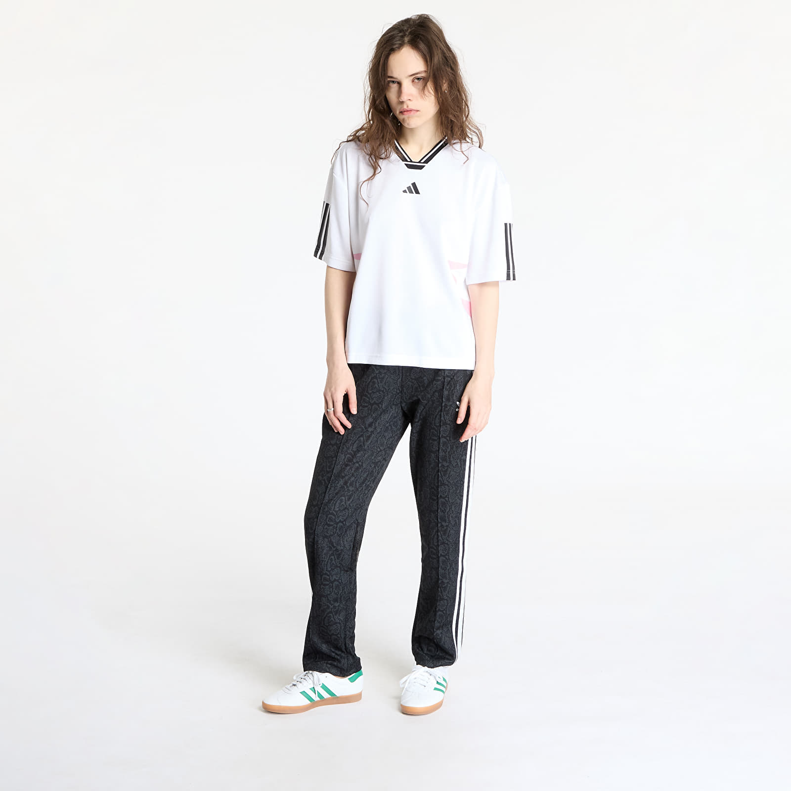 T-Shirts adidas Tiro Cut 3 Stripes Color Block Boyfriend T-Shirt White/ Black/ True Pink