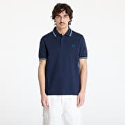 FRED PERRY Twin Tipped Fred Perry Shirt Dark Carbon/ Light Ecru/ Label Green