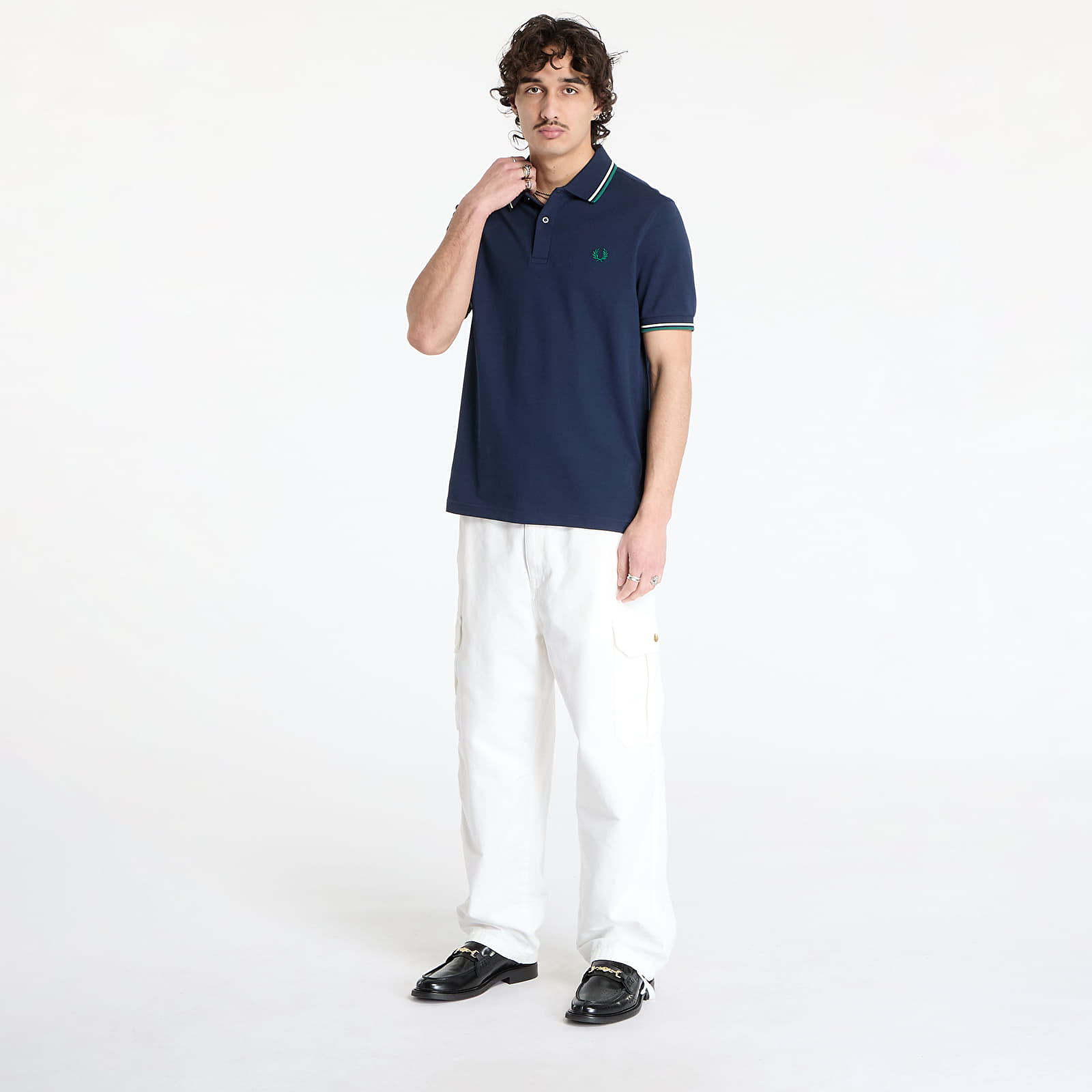 Camisetas FRED PERRY Twin Tipped Fred Perry Shirt Dark Carbon/ Light Ecru/ Label Green