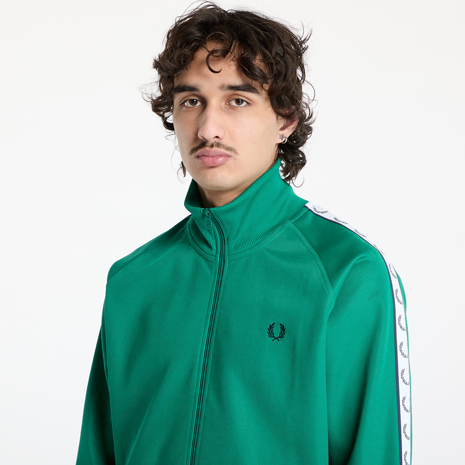 Sudaderas de hombre FRED PERRY Taped Track Jacket Label Green