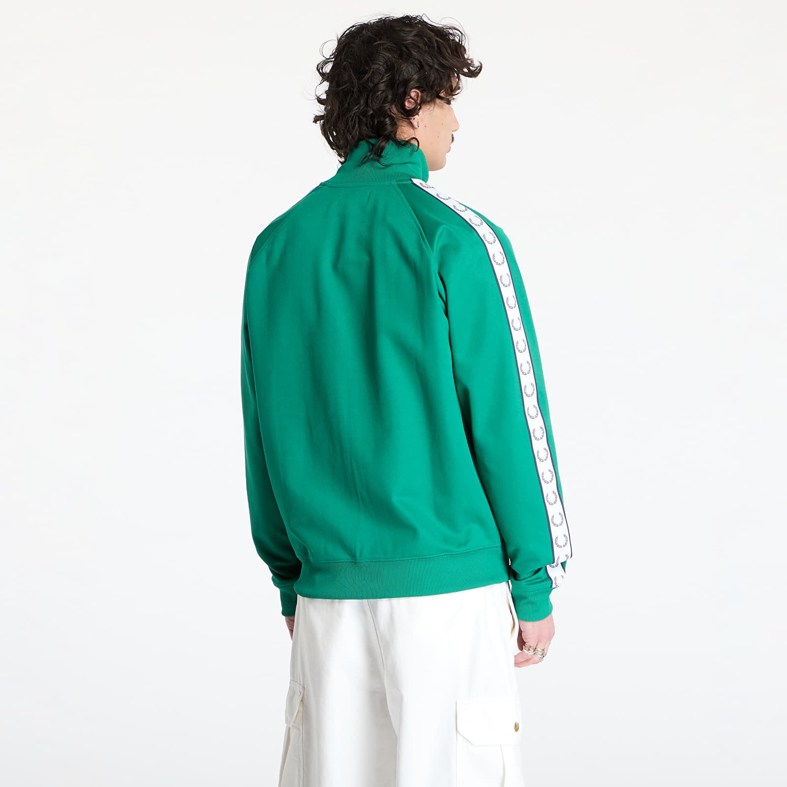 Sudaderas de hombre FRED PERRY Taped Track Jacket Label Green