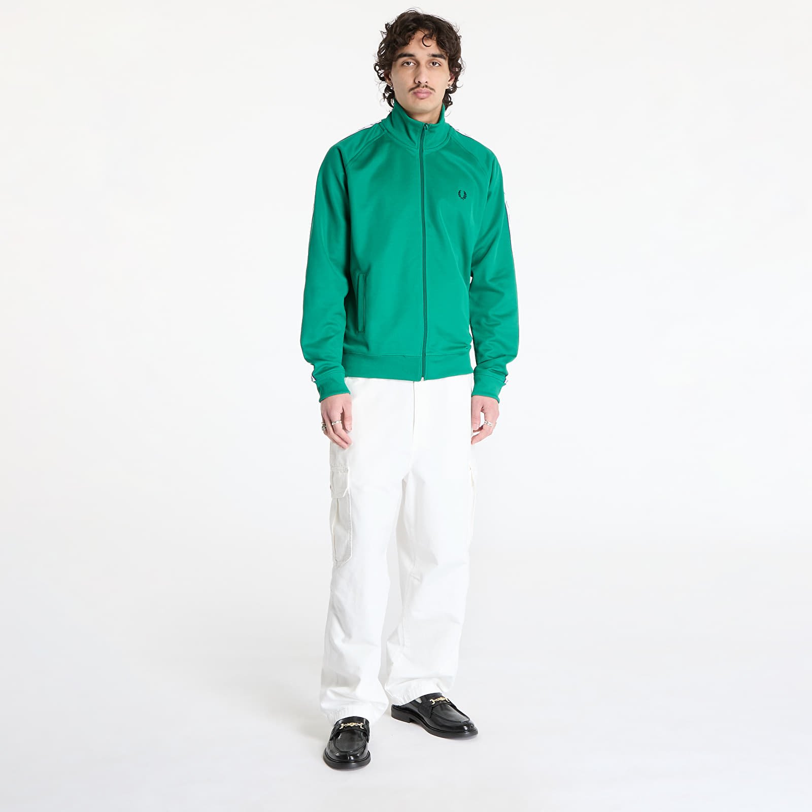 Sudaderas de hombre FRED PERRY Taped Track Jacket Label Green