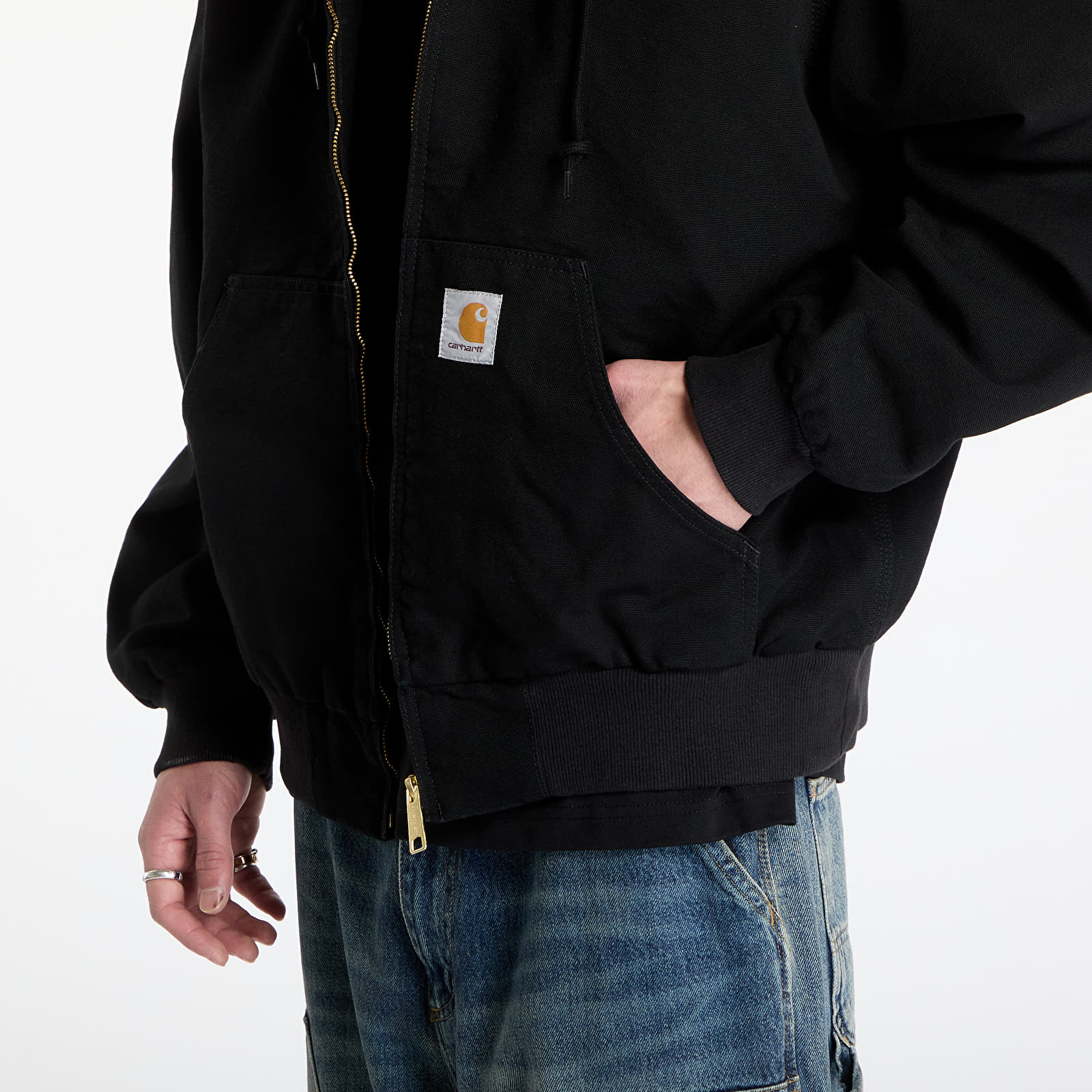 Pánské bundy Carhartt WIP OG Active Jacket UNISEX Black Rinsed