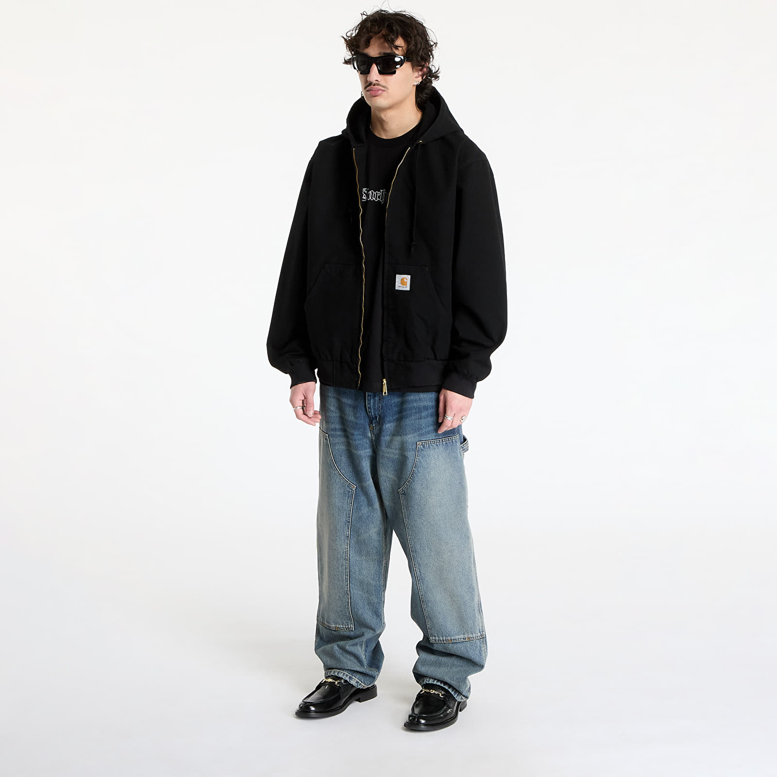 Pánské bundy Carhartt WIP OG Active Jacket UNISEX Black Rinsed
