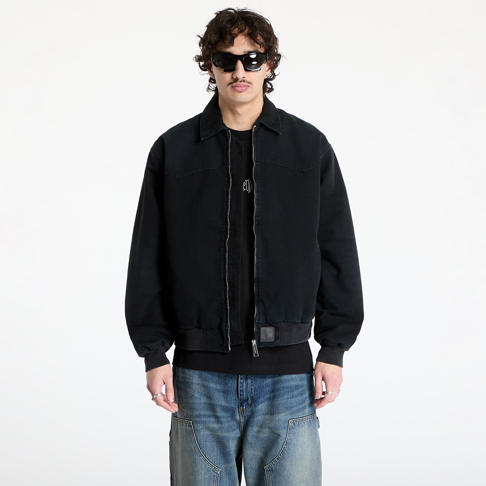 Miesten takit Carhartt WIP OG Santa Fe Jacket UNISEX Black/ Black Stone Canvas