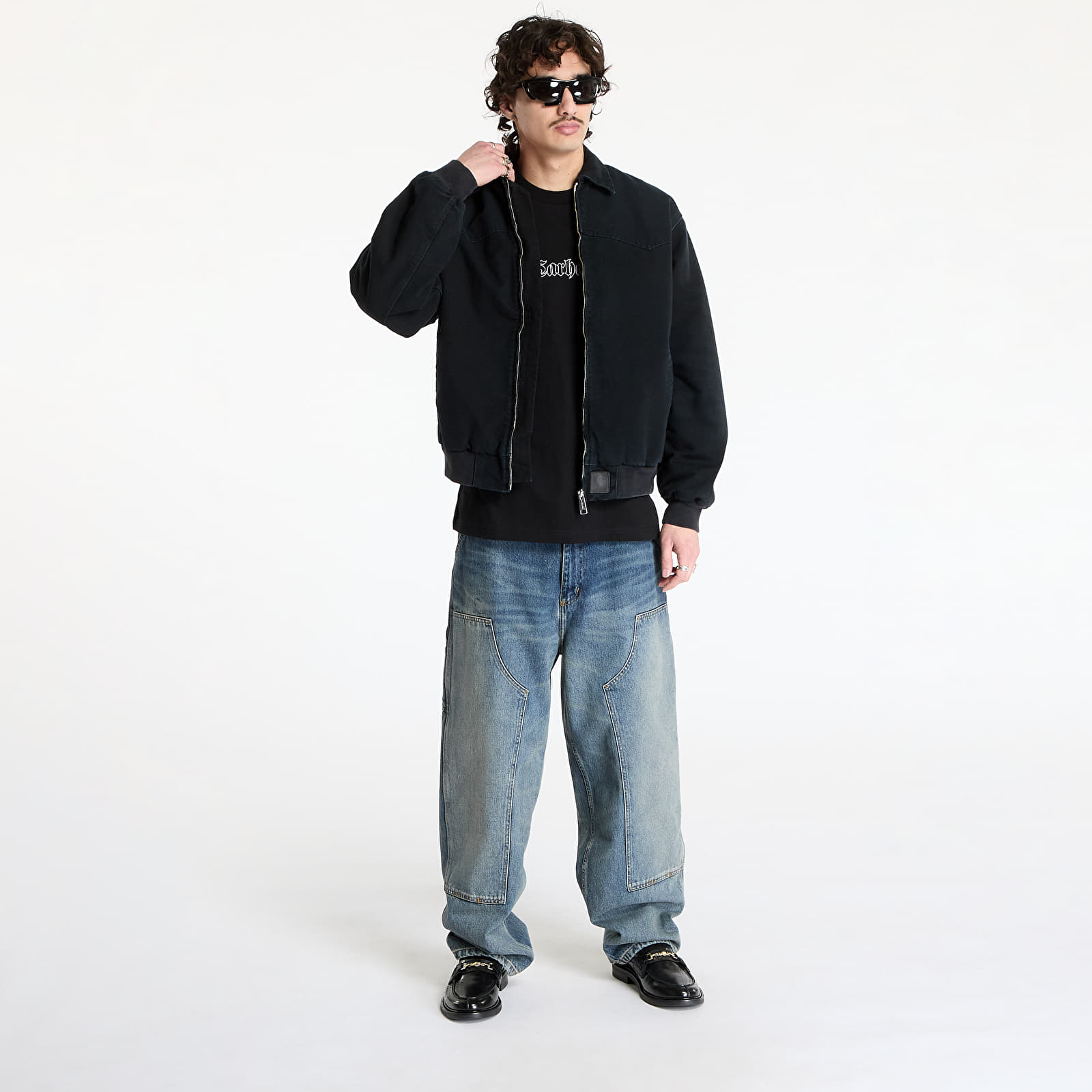 Miesten takit Carhartt WIP OG Santa Fe Jacket UNISEX Black/ Black Stone Canvas