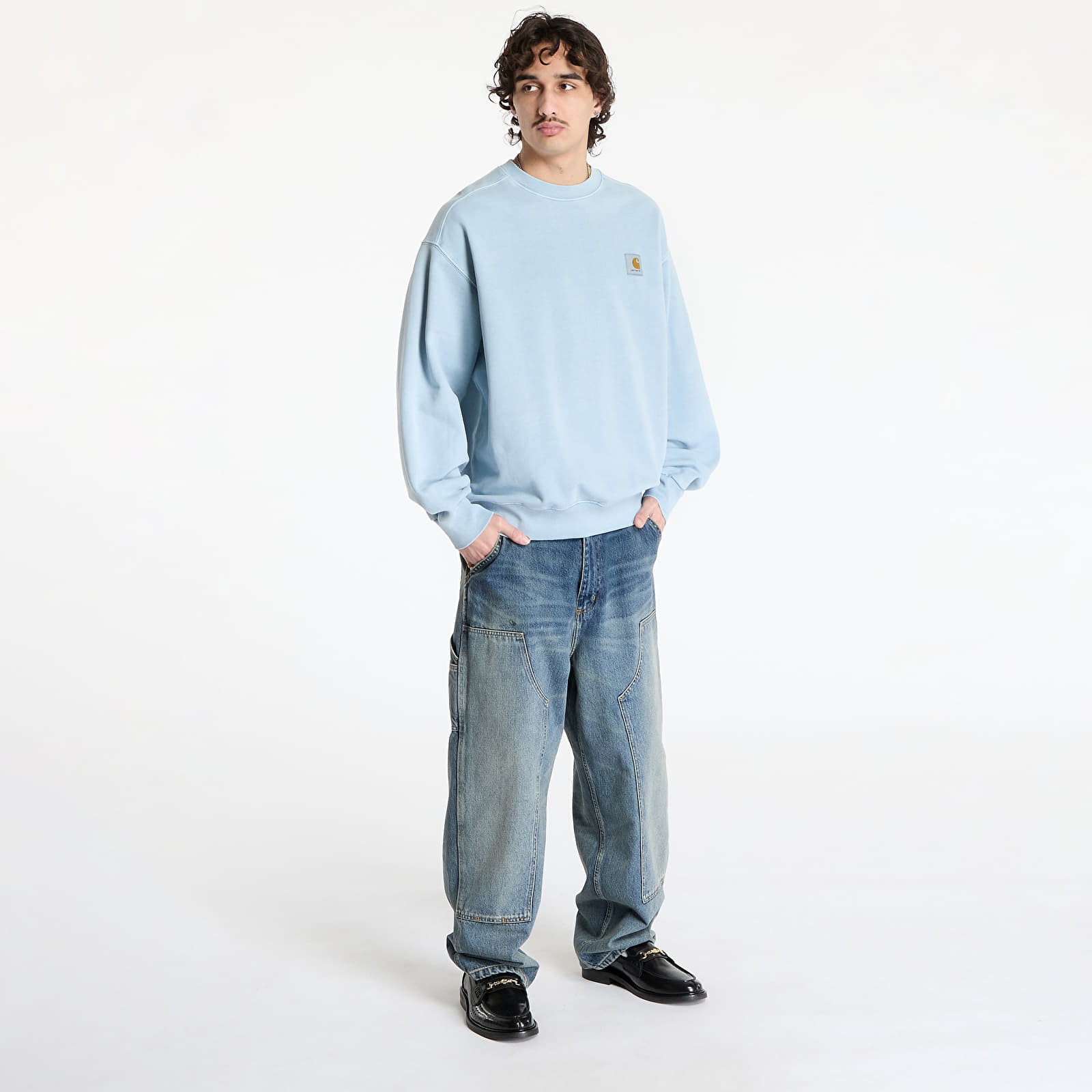 Sudaderas de hombre Carhartt WIP Vista Sweatshirt UNISEX Dusty Ice Garment Dyed