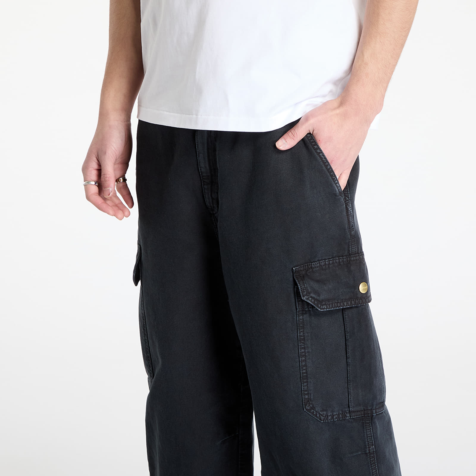 Meeste püksid Carhartt WIP Stanton Cargo Pant UNISEX Black Stone Dyed
