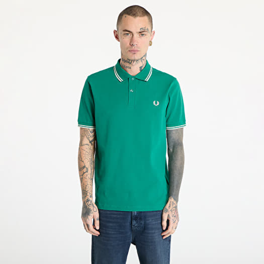 Tricou FRED PERRY Twin Tipped Fred Perry Shirt Label Green/ Ecru
